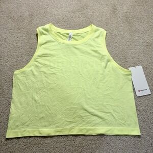 Lululemon Breeze By Muscle Crop Tank Women's Size 10 Neon Yellow NWT